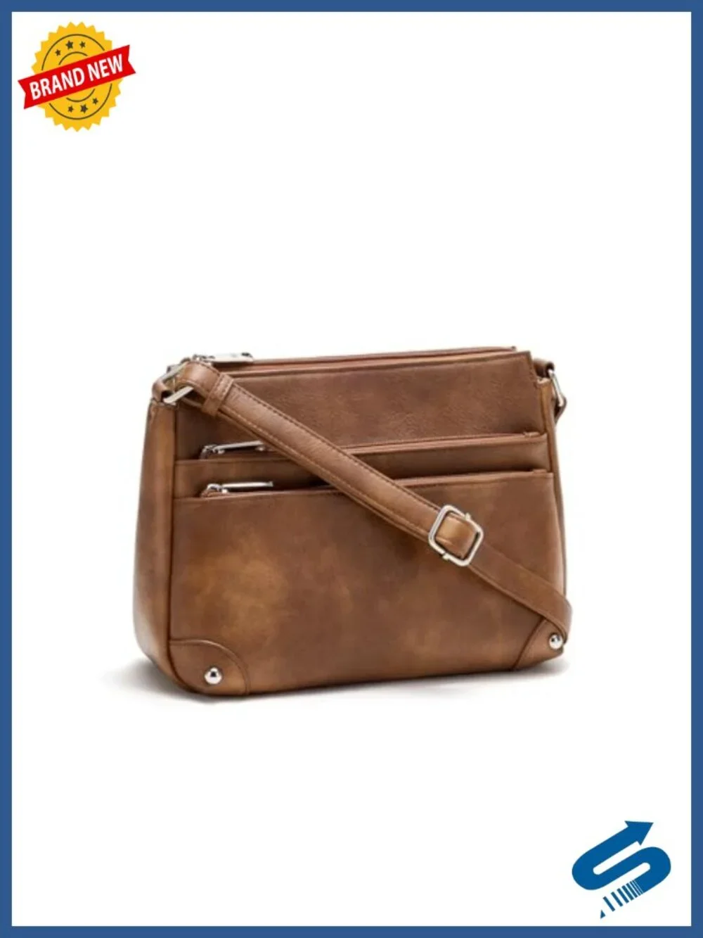 Medium Vegan Leather Crossbody Satchel with Multiple Pockets